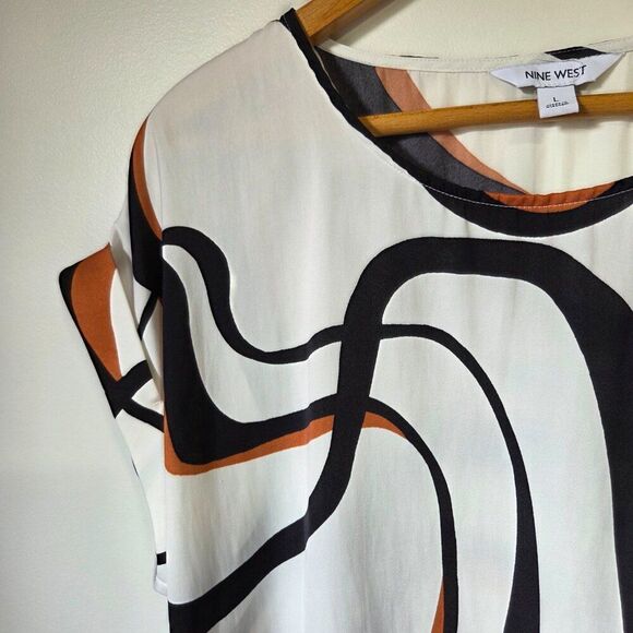 EUC NINE WEST CAP SLEEVES PRINTED TOP SIZE LARGE - Picture 8 of 15